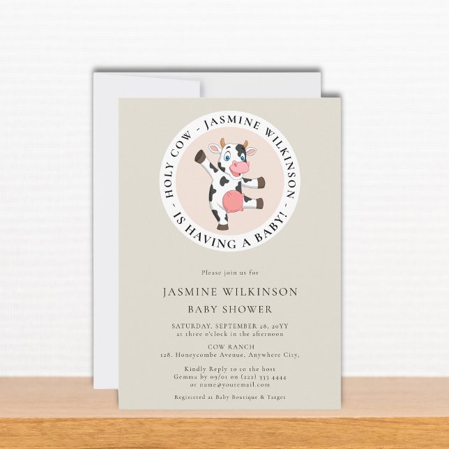 Holy cow  gender neutral minimal baby shower  invitation (Creator Uploaded)