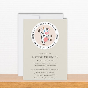 Holy cow  gender neutral minimal baby shower  invitation