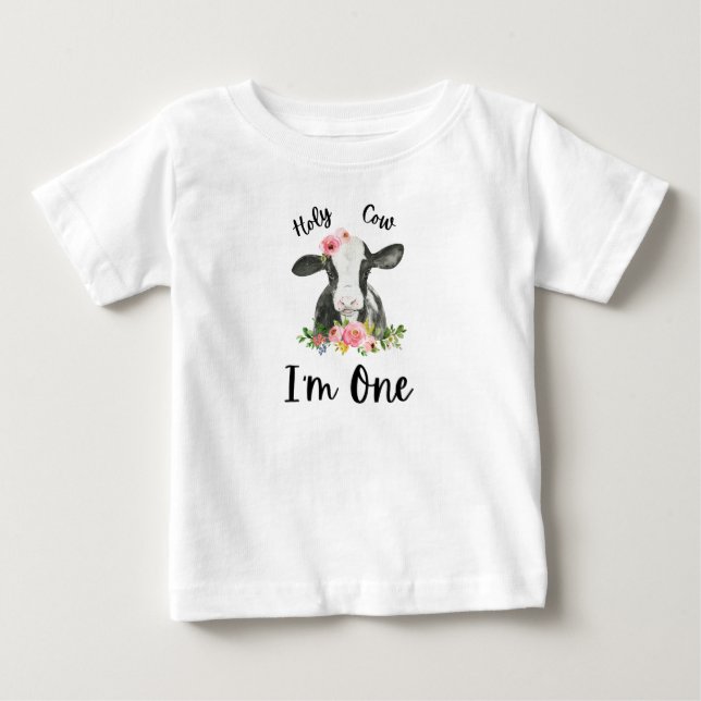 Holy Cow Girl 1st Birthday Party Baby T-Shirt (Front)