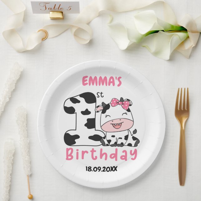 Holy Cow Girl 1st Birthday Party  Paper Plates (Wedding)