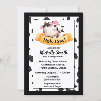Holy Cow Girl Baby Shower Invitations