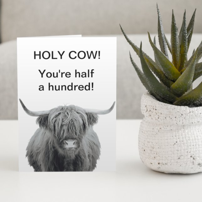 Holy Cow Highland Birthday 50th  Card (Creator Uploaded)