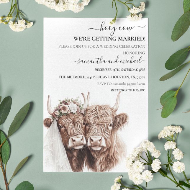 Holy Cow Highland Bride Groom Wedding  Invitation (Creator Uploaded)
