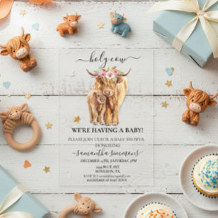 Holy Cow Highland Calf Baby shower  Acrylic Invitations