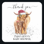 Holy Cow Highland Calf Baby Shower Christmas Square Sticker<br><div class="desc">This design may be personalised in the area provided by changing the photo and/or text. Or it can be customised by clicking Personalise this Template and then choosing the click to customise further option and delete or change the colour of the background, add text, change the text colour or style,...</div>