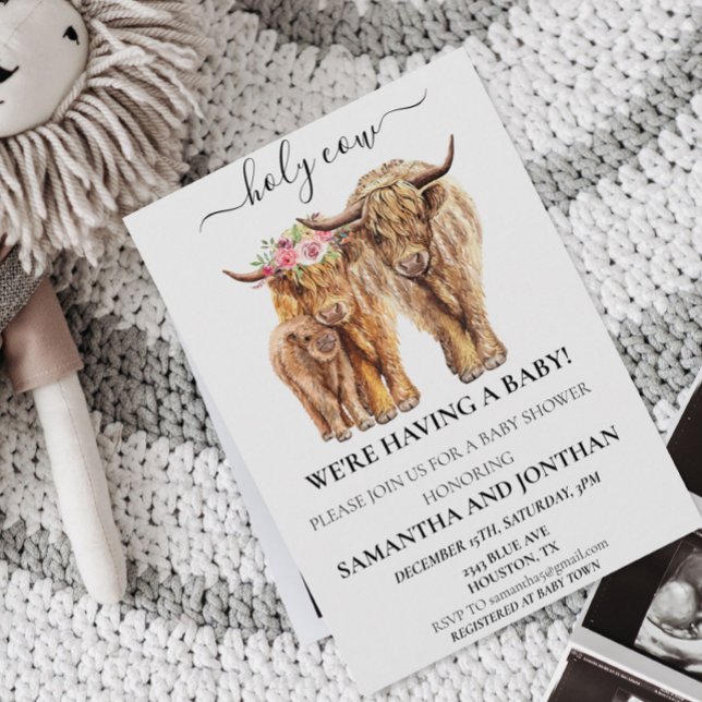 Holy Cow Highland Calf Baby Shower Couples  Invitation (Creator Uploaded)