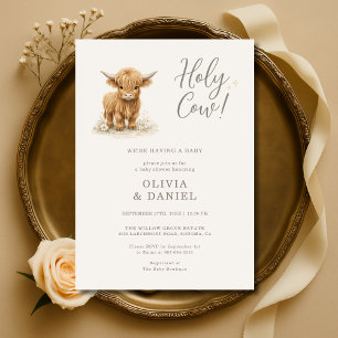 Holy Cow Highland Cow Couples Baby Shower Invitation