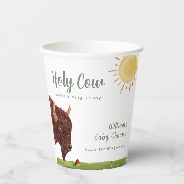 Holy Cow Highland Farm Animal Baby Shower  Paper Cups (Front)