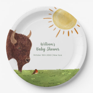 Holy Cow Highland Farm Animal Baby Shower  Paper Plate