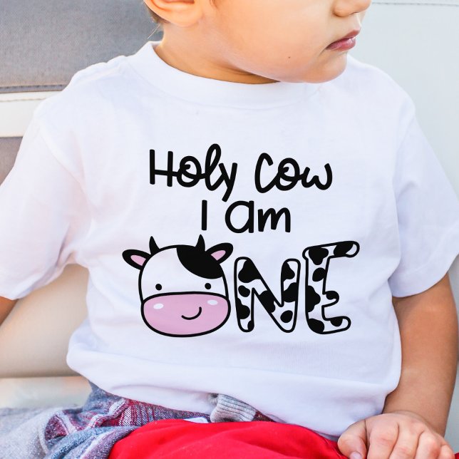 Holy Cow I Am One Boy 1st Birthday T-Shirt (Creator Uploaded)