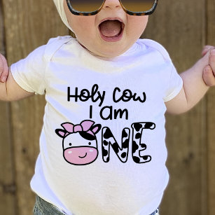 Holy Cow I Am One Girl 1st Birthday T-Shirt