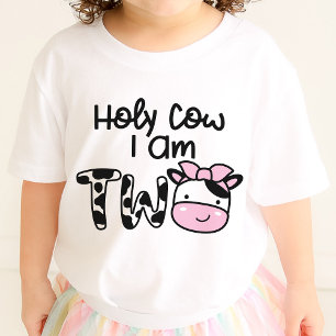 Holy Cow I Am Two Girl 2nd Birthday T-Shirt