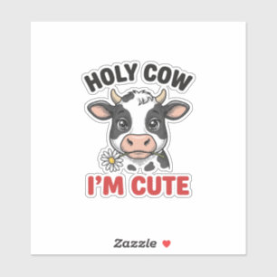 Holy Cow I’m Cute Funny Cow Vintage Engraving Desi
