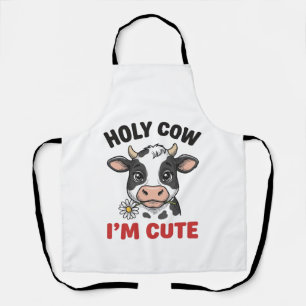 Holy Cow I’m Cute Funny Cow Vintage Engraving Desi Apron