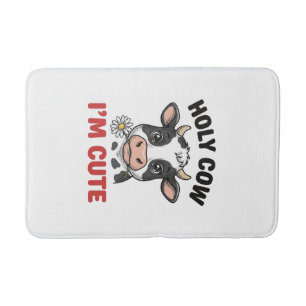 Holy Cow I’m Cute Funny Cow Vintage Engraving Desi Bath Mat