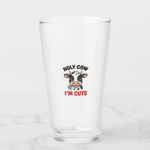 Holy Cow I’m Cute Funny Cow Vintage Engraving Desi Glass