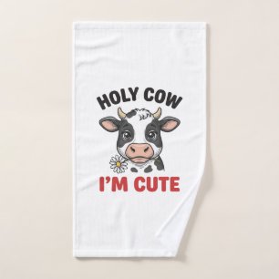 Holy Cow I’m Cute Funny Cow Vintage Engraving Desi Hand Towel