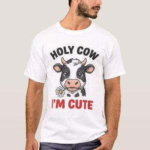 Holy Cow I’m Cute Funny Cow Vintage Engraving Desi T-Shirt