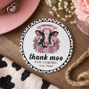 Holy Cow I’m One Cowgirl 1st Birthday Party Classic Round Sticker