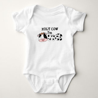 Holy cow I'm 1 Pink Cow 1st birthday cute Baby Bodysuit