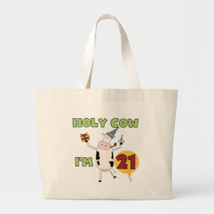 Holy Cow I'm 21 Birthday Tshirts and Gifts Large Tote Bag