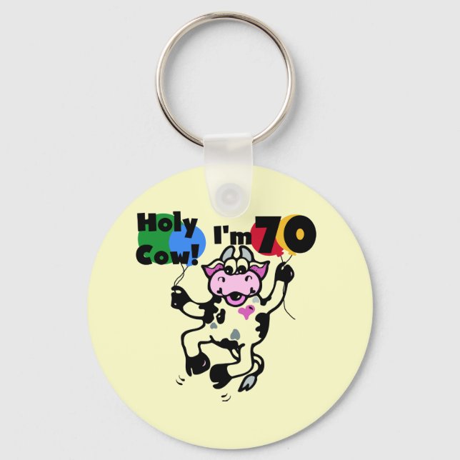 Holy Cow I'm 70 Tshirts and Gifts Key Ring (Front)