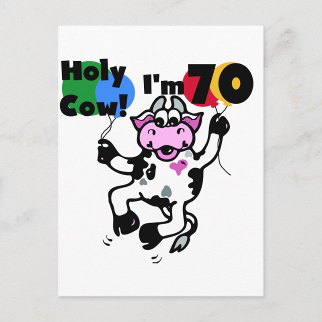 Holy Cow I'm 70 Tshirts and Gifts Postcard (Front)
