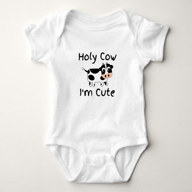 Holy Cow I'm Cute Boy Girl Baby Bodysuit (Front)