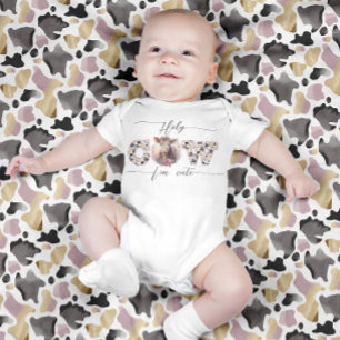 Holy Cow I'm Cute Pink Farm Animal Birthday Theme Baby Bodysuit
