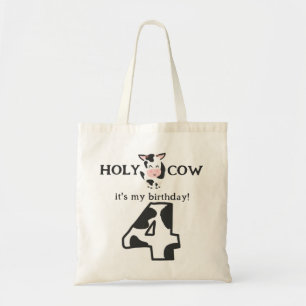 Holy Cow I'm Four 4th Birthday Farm Animal Tote Bag
