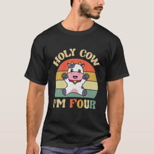 Holy Cow I'm Four Cute Vintage Farm Animal Theme 4 T-Shirt