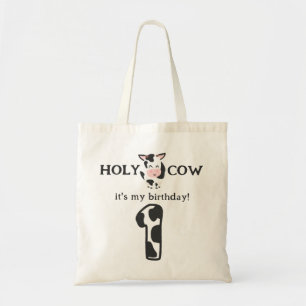 Holy Cow I'm One 1st Birthday Farm Animal Tote Bag