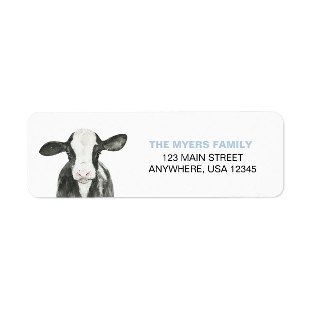 Holy Cow I'm One blue return address Label (Front)