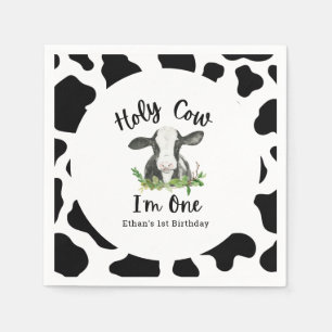 Holy Cow I'm One Cow 1st Birthday Party Napkin