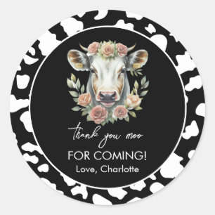 Holy Cow I'm One Cow Girl 1st Birthday Classic Round Sticker