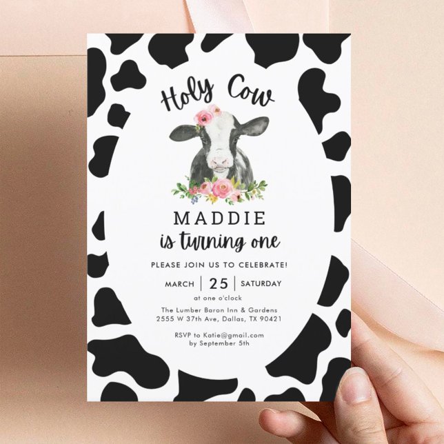 Holy Cow I'm One Cow Girl 1st Birthday  Invitation (Creator Uploaded)