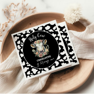 Holy Cow I'm One Cow Girl 1st Birthday Napkin