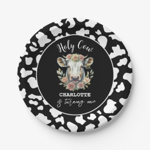Holy Cow I'm One Cow Girl 1st Birthday Paper Plate