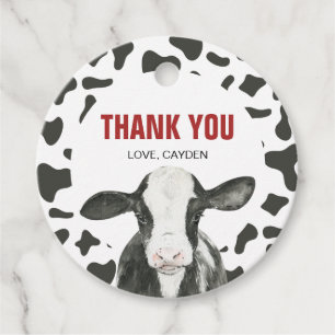 Holy Cow I'm One Cow Print birthday favour Tags