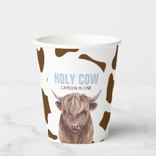 Holy Cow I'm One Cow Print birthday Paper Cups