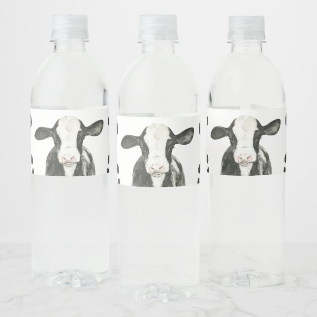 Holy Cow I'm One Cow Print Birthday Water Bottle Label (Bottles)