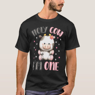 Holy Cow I'm One Cute Farm Animal 1st Birthday For T-Shirt