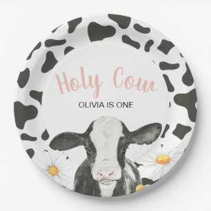 Holy Cow I'm One Daisy Paper Plate