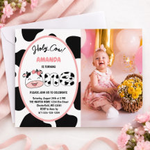 Holy Cow I'm One Girl 1st Birthday Photo
