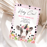 Holy Cow I'm One Girl Farm Animals Birthday Invita
