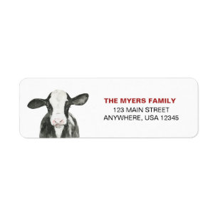 Holy Cow I'm One Red return address Label