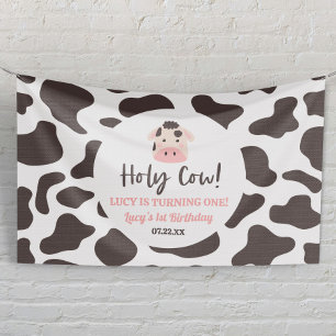 Holy Cow I'm Turning One! 1st First Birthday Party Banner