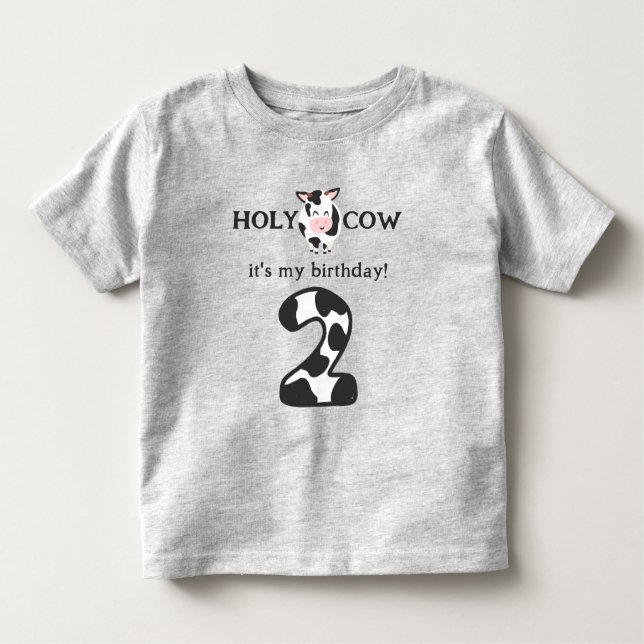 Holy Cow I'm Two 2nd Birthday Farm  Toddler T-Shirt (Front)