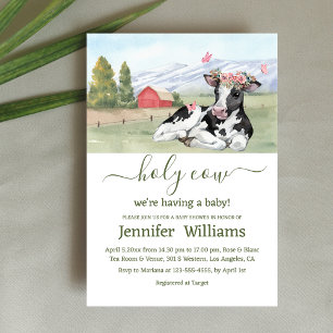 holy cow in the farm girl baby shower  invitation