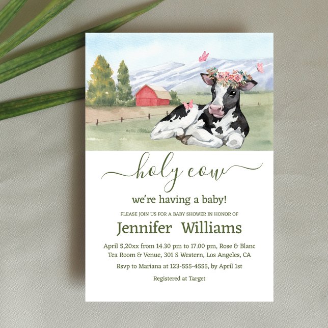 holy cow in the farm girl baby shower  invitation (Creator Uploaded)